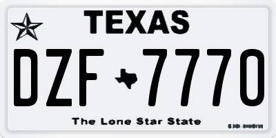 TX license plate DZF7770
