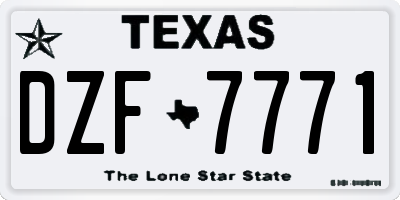 TX license plate DZF7771