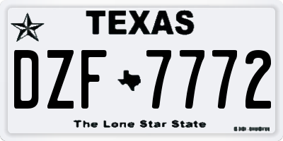 TX license plate DZF7772