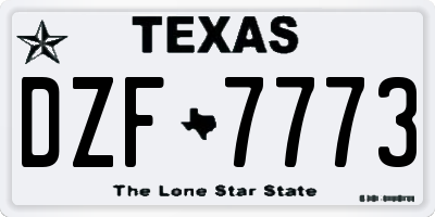 TX license plate DZF7773