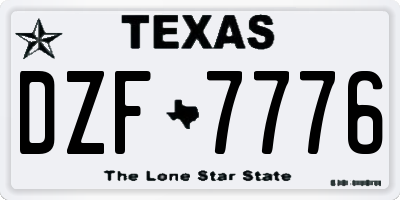 TX license plate DZF7776