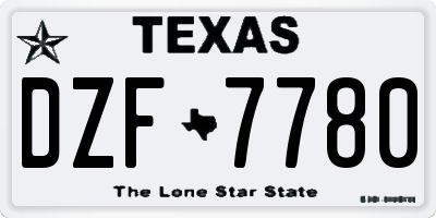TX license plate DZF7780