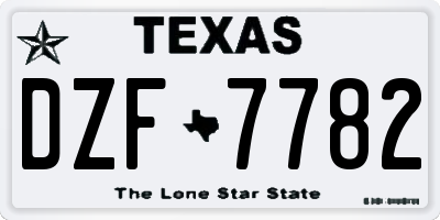 TX license plate DZF7782