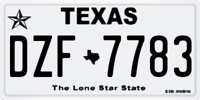 TX license plate DZF7783