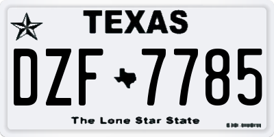 TX license plate DZF7785