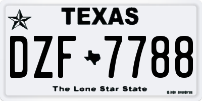 TX license plate DZF7788
