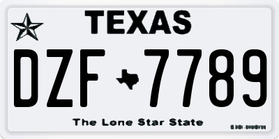 TX license plate DZF7789