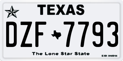 TX license plate DZF7793