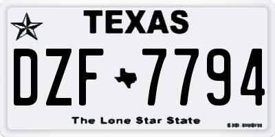 TX license plate DZF7794