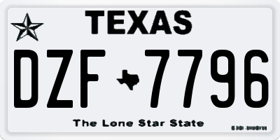 TX license plate DZF7796