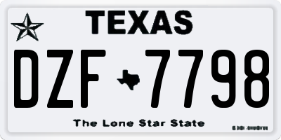 TX license plate DZF7798