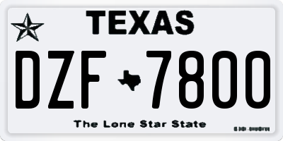 TX license plate DZF7800