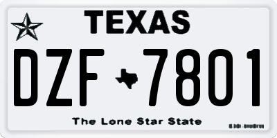 TX license plate DZF7801