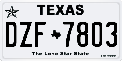 TX license plate DZF7803