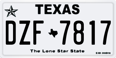 TX license plate DZF7817