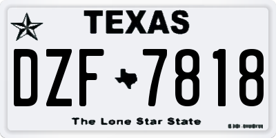 TX license plate DZF7818