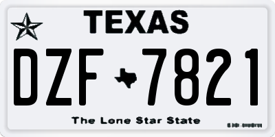 TX license plate DZF7821