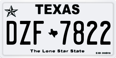 TX license plate DZF7822