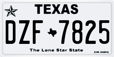 TX license plate DZF7825