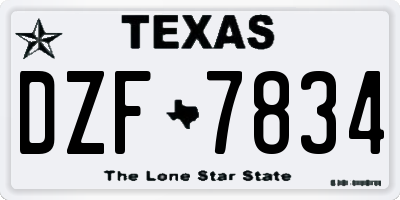 TX license plate DZF7834