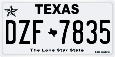 TX license plate DZF7835