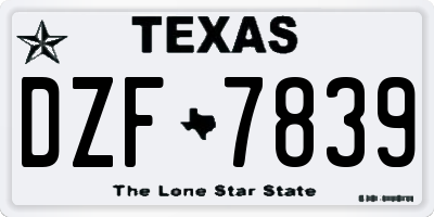 TX license plate DZF7839