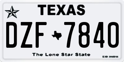 TX license plate DZF7840