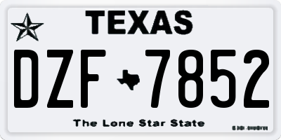 TX license plate DZF7852