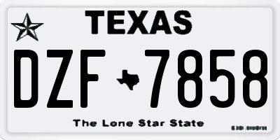 TX license plate DZF7858