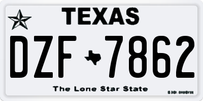 TX license plate DZF7862