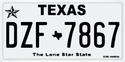 TX license plate DZF7867