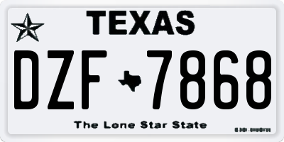 TX license plate DZF7868