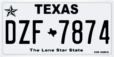 TX license plate DZF7874