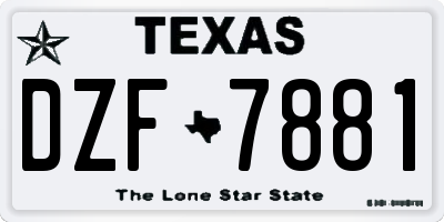 TX license plate DZF7881