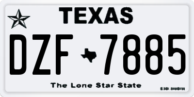 TX license plate DZF7885