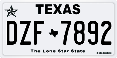 TX license plate DZF7892