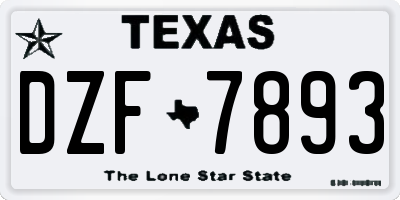 TX license plate DZF7893