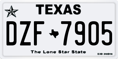 TX license plate DZF7905