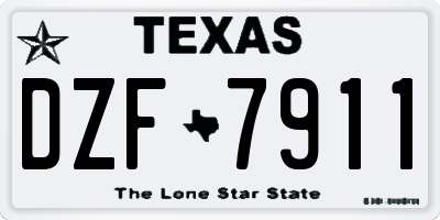 TX license plate DZF7911