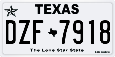 TX license plate DZF7918