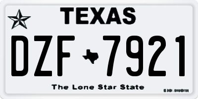 TX license plate DZF7921