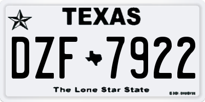 TX license plate DZF7922