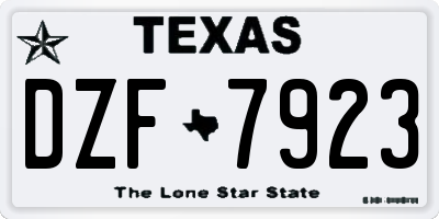 TX license plate DZF7923