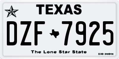 TX license plate DZF7925