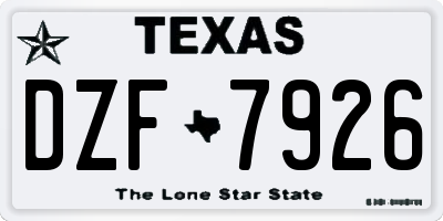 TX license plate DZF7926