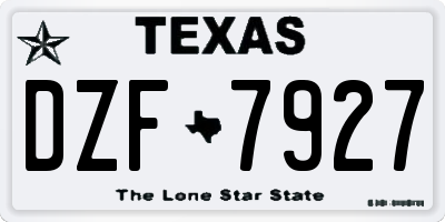 TX license plate DZF7927