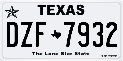 TX license plate DZF7932