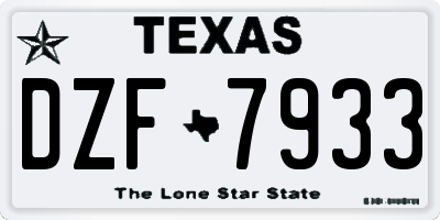 TX license plate DZF7933