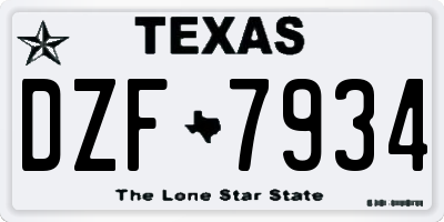 TX license plate DZF7934