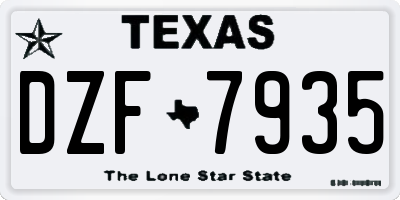 TX license plate DZF7935